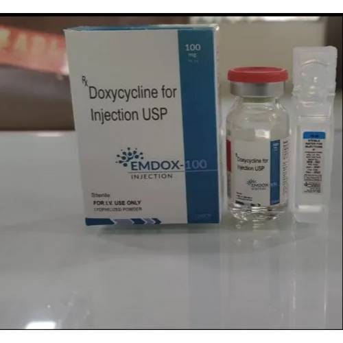 Emdox-100 Doxycycline 100mg Injection - Liquid Formulation, Dosage as Directed by Physician, Cool & Dry Storage