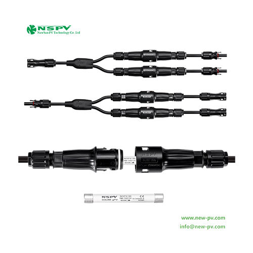 Black Nspv 1500Vdc 2 To 1 Solar Cable Assembly With Fuse Solar Y Connector