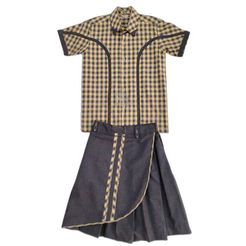 Cotton Shirt And Divided Skirt School Uniform