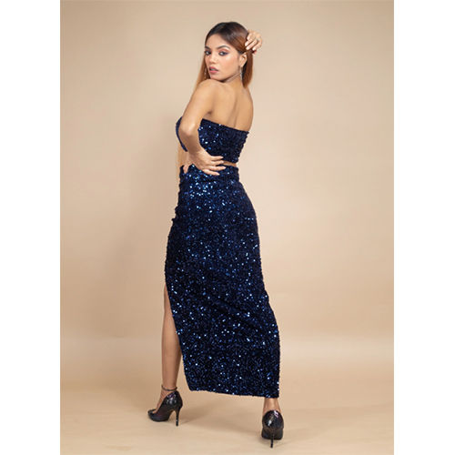 Stunning Blue Velvet Sequin Co-Ord Set