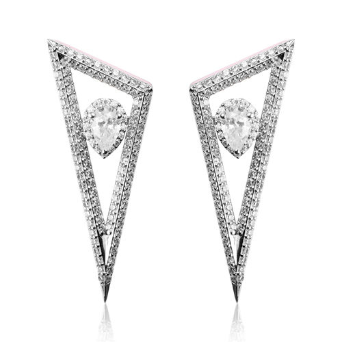 Diamond Trilateral Cascade Earring