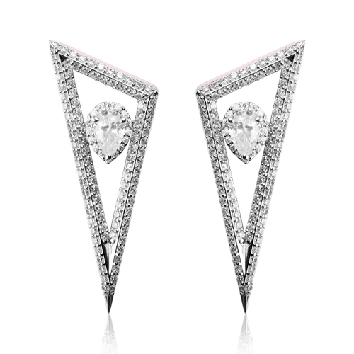 Diamond Trilateral Cascade Earring