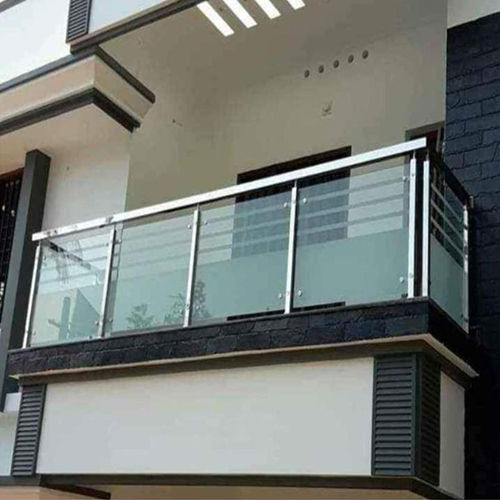 Different Available Modern Glass Railing Designs With Acid Glass To Glass Work