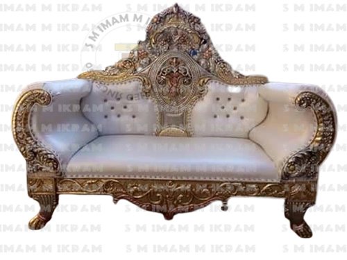 Wood White and Golden Two Seater Wedding Sofa