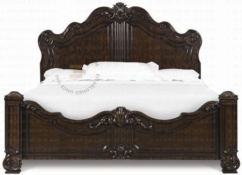 Dark Brown Solid Wooden Bed