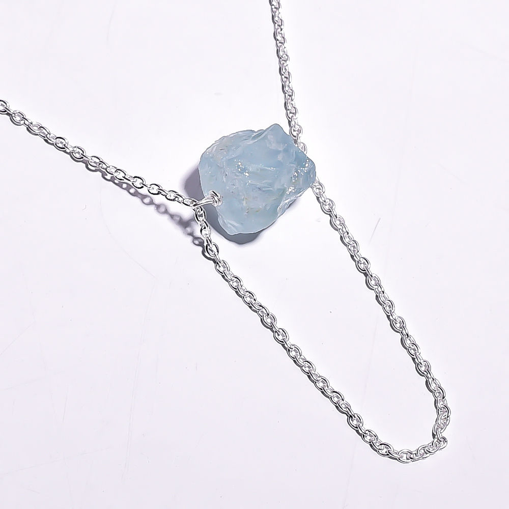 Raw Gemstone Sterling Silver Light Weight Necklace