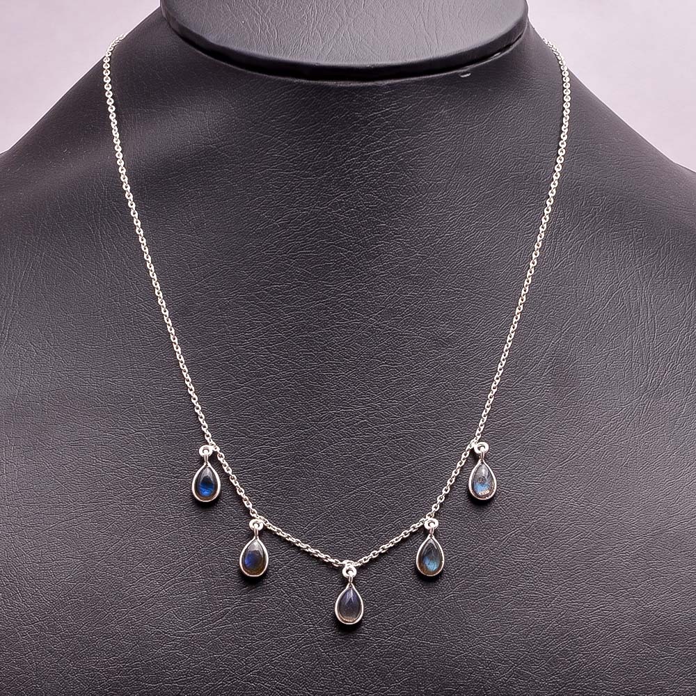 Charm Necklaces 925 Sterling Silver Labradorite Gemstone