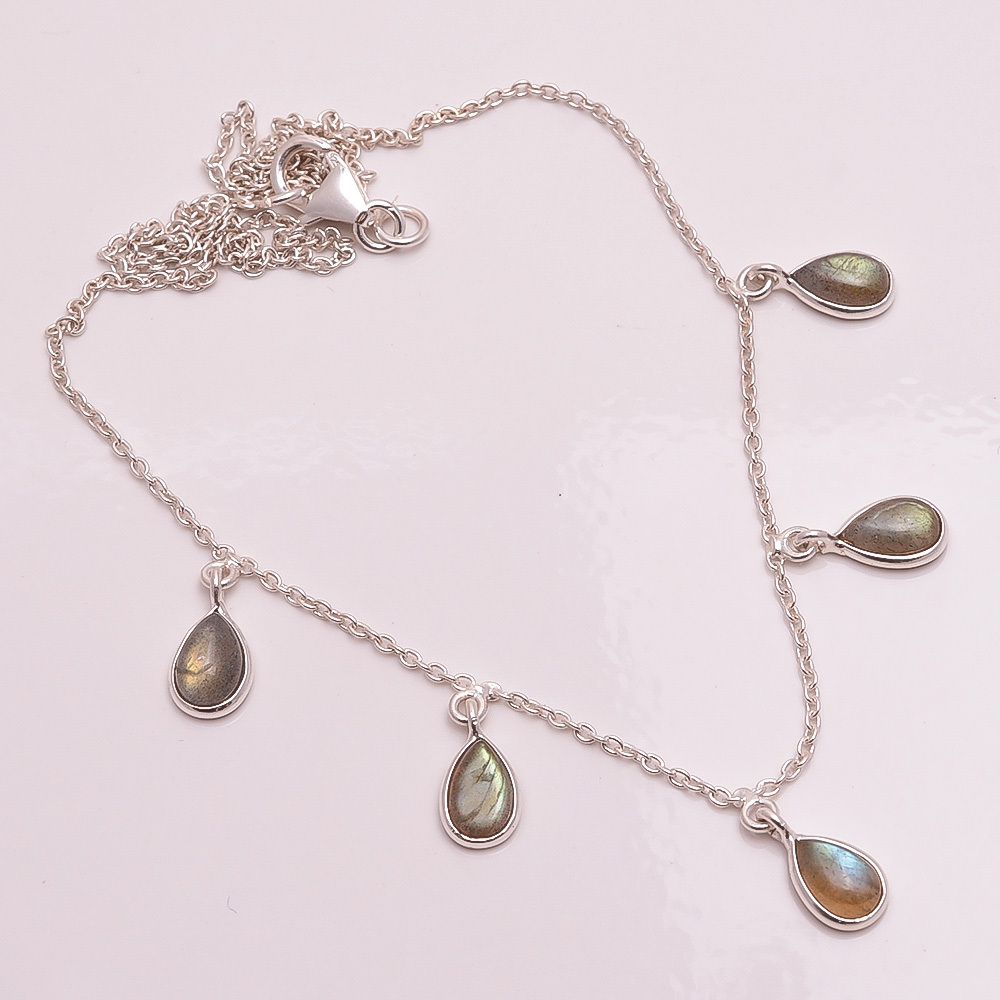 Charm Necklaces 925 Sterling Silver Labradorite Gemstone