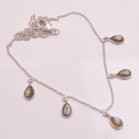 Charm Necklaces 925 Sterling Silver Labradorite Gemstone