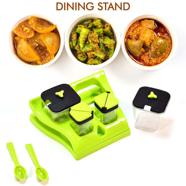 PLASTIC AACHAR PICKLE CONTAINER / CHUTNEY / MUKHWAS TRAY / MASALA TRAY DINNING SPICE STAND ( 0094)
