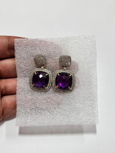 Amethyst Diamond Earrings