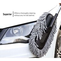 CAR DUSTER LONG RETRACTABLE / SOFT / NON-SLIP / HANDLE MULTIPURPOSE MICROFIBER WASH BRUSH VEHICLE INTERIOR AND EXTERIOR CLEANING KIT WITH FOR CAR BOATS OR HOME