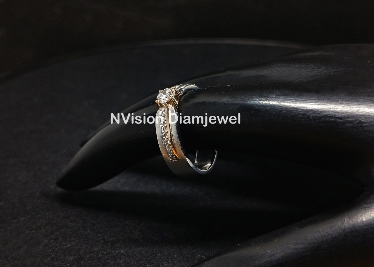 Natural Solitaire 2 Tone Mens Engagement Diamond Ring