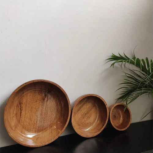 Wooden Round Bowl Set Of 3