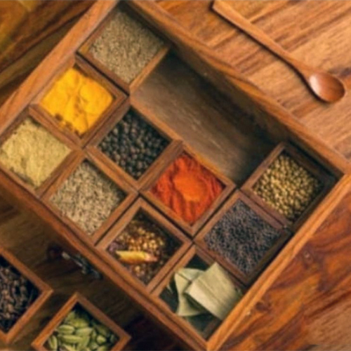 Square Wooden Spice Box