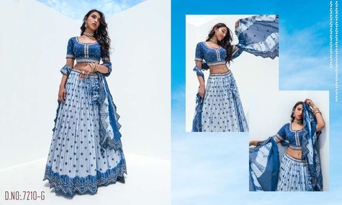 Steel Blue Pure Viscose Stitched Lehenga Choli with Embroidered Blouse And Dupatta-77210