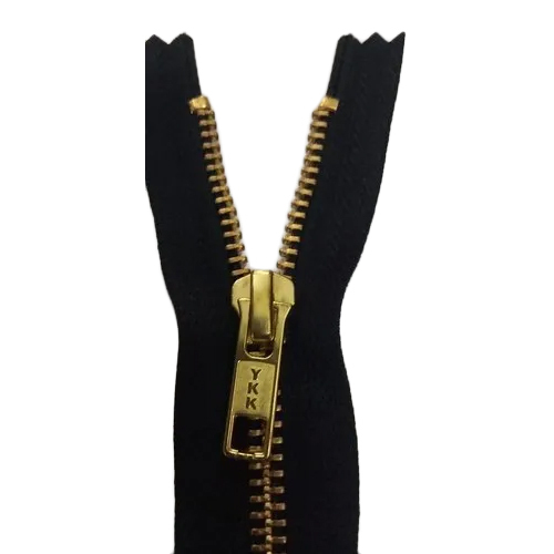 Jacket Metal Zipper - Steel Material, Available in Various Sizes, Golden Color, Close-End Type | Durable, Easy to Install, Perfect for Garments