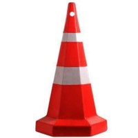 Road Safety Cones (750 Mm Hexagonal Base) - Plastic 100% Virgin Material, Base 370mm X H 750mm, Red Color | Uv Stabilized, Maintenance-free, Sand Filling Provision
