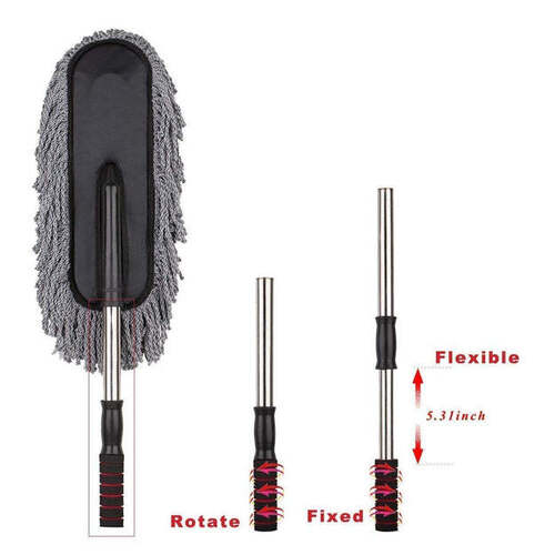 CAR DUSTER LONG RETRACTABLE / SOFT / NON-SLIP / HANDLE MULTIPURPOSE MICROFIBER WASH BRUSH VEHICLE INTERIOR AND EXTERIOR CLEANING KIT WITH FOR CAR BOATS OR HOME (4749)