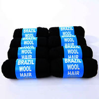 100% Brazilian Wool Hair Acrylic Yarn for African Braid and Twist Wig Brazilian Wool Hair Acrylic Yarn Natural Black