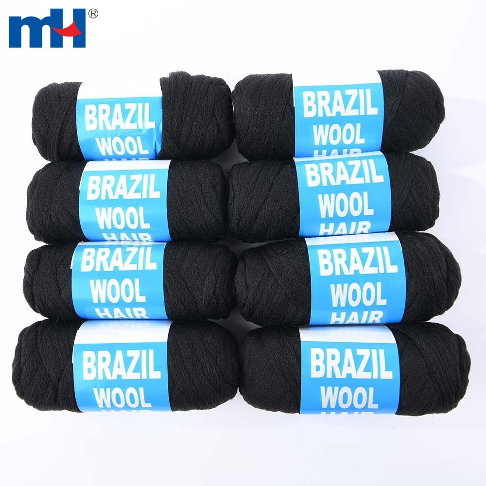 100% Brazilian Wool Hair Acrylic Yarn for African Braid and Twist Wig Brazilian Wool Hair Acrylic Yarn Natural Black