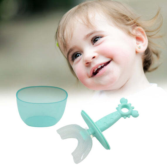 KIDS U SHAPED TOOTHBRUSH CHILDREN BABY SILICONE KIDS TOOTHBRUSH U SHAPED SILICONE BRUSH HEAD FOR 360 DEGREE CLEANING SUITABLE FOR 2-6 YEARS (8352)