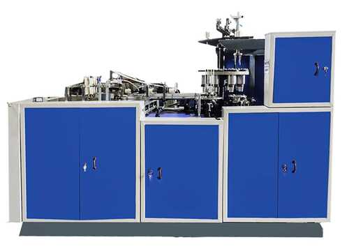 Fully Automatic Paper Glass Making Machine - Color: Blue & White