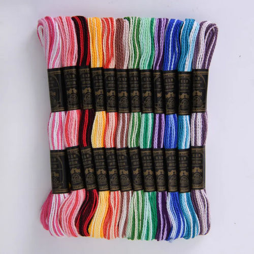 Cotton Variegated Thread Set Embroidery Floss Multicolor Cross Stitch Thread Rainbow Color Embroidery Thread No Stock