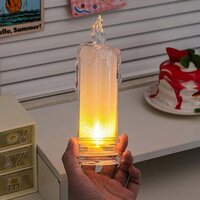 WHITE LED FLAMELESS CANDLES BATTERY OPERATED PILLAR CANDLES FLICKERING REALISTIC DECORATIVE LAMP (8437)