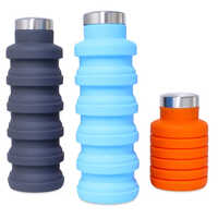 Multicolour Silicon Sports Water Bottles Collapsible Bpa Free Silicon Foldable Travel Water Bottle