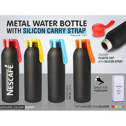 Aluminium Metal Sport Water Bottle With Silicon Carry Strap Capacity: 600 Milliliter (Ml)