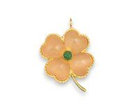 Natural Gemstone Flower Design Gold Plated Pendant