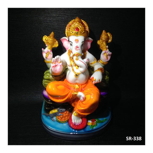 Lord Gaddi Ganesh - 8 Inches, Polyresin with Varak Gold Coating | Durable, Eco-Friendly, Easy to Clean, Hygienic, Rust Proof