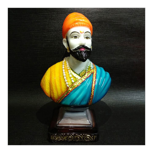 Chhatrapati Shivaji Maharaj Statue - Marble Finish, Multicolour Decor Accent | Perfect for Home or Office Decoration