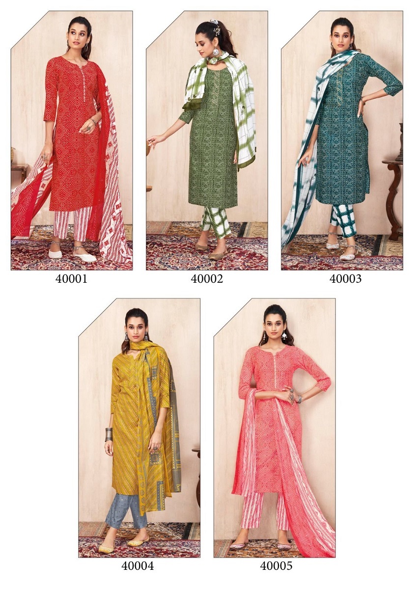 Suryajyoti Bandhani Lehriya Vol-4 -Kurti Pant With Dupatta