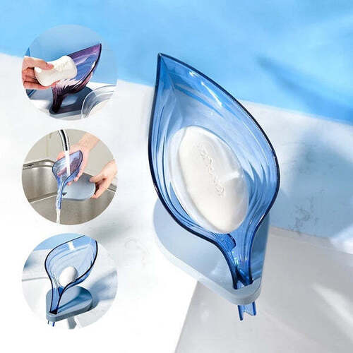 LEAF SHAPE SOAP BOX SELF DRAINING BATHROOM SOAP HOLDER (1097)