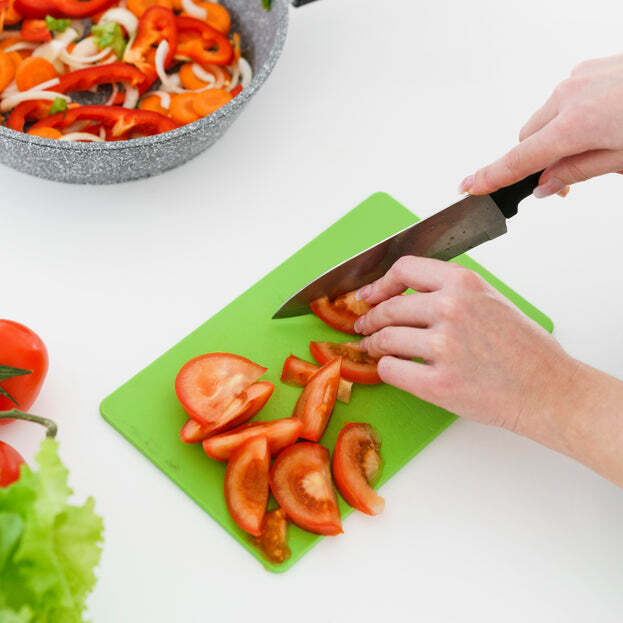 PREMIUM PLASTIC CHOPPING BOARD AND STEEL KNIFE VEGETABLE CHOPPING BOARD WITH KNIFE CUTTING BOARD FOR KITCHEN (5813)