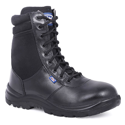 Black Allen Cooper Zipper Combat Boot With 9 Eyelets