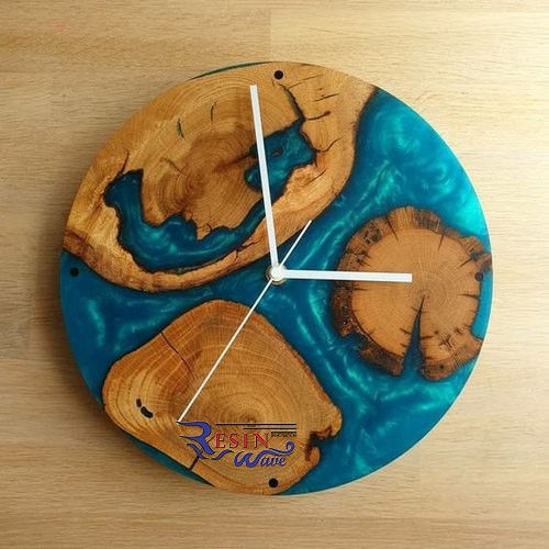 Blue & Brown Epoxy Resin Wall Clock