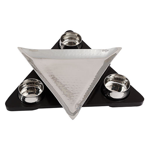 Silver 800g Stainless Steel Triangle Platter