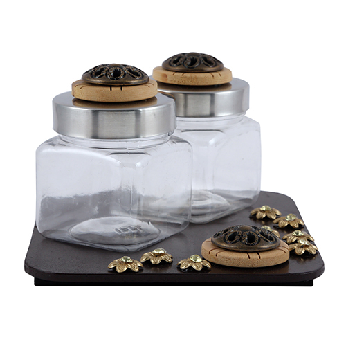 Transparent Medium PP Plastic Log Storage Container - Set of 2 | Stainless Steel Accents, Durable Design
