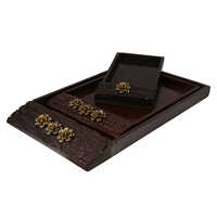 Brown 640g Wooden Log And Mdf Wooden Tray Set