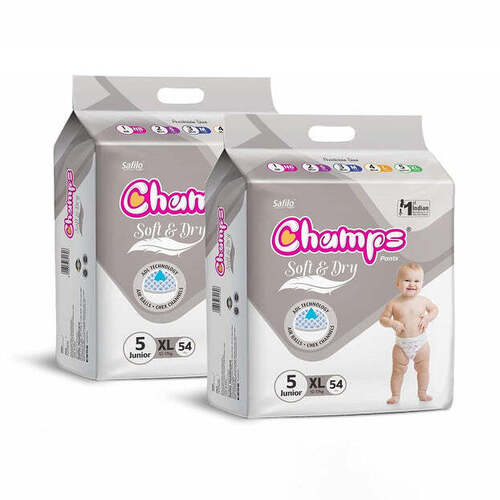 BABY DIAPER HIGH ABSORBENT PANT DIAPERS CHAMPS SOFT AND DRY BABY DIAPER PANTS XL 54 PCS (EXTRA LARGE XL54 PIECES) 0961