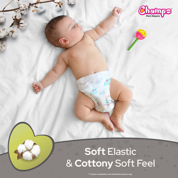 BABY DIAPER HIGH ABSORBENT PANT DIAPERS CHAMPS SOFT AND DRY BABY DIAPER PANTS XL 54 PCS (EXTRA LARGE XL54 PIECES) 0961