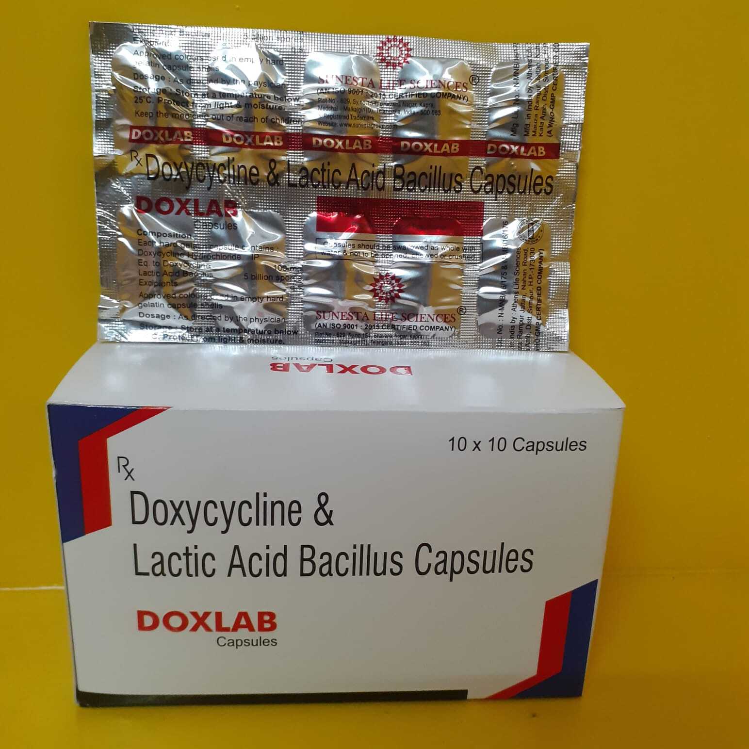 Doxycycline 100 mg with lacticacid 5 bacillus capsules