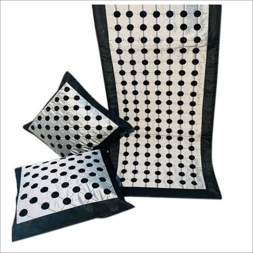 Black Dot Stitch Dupion Cushion Cover
