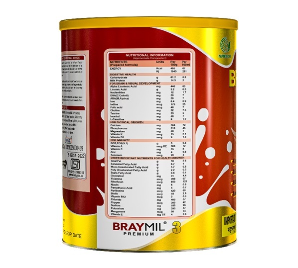BRAYMIL PREMIUM 3 Follow Up Formula Stage -3 - 400 gm ( 12 Months Onwards)