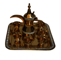 Brass Tea Set - Handmade Retro Design, Customized Dimensions, Gold Color | Corrosion Resistant, Lightweight, Scratch Resistant, Easy To Clean, Non-toxic