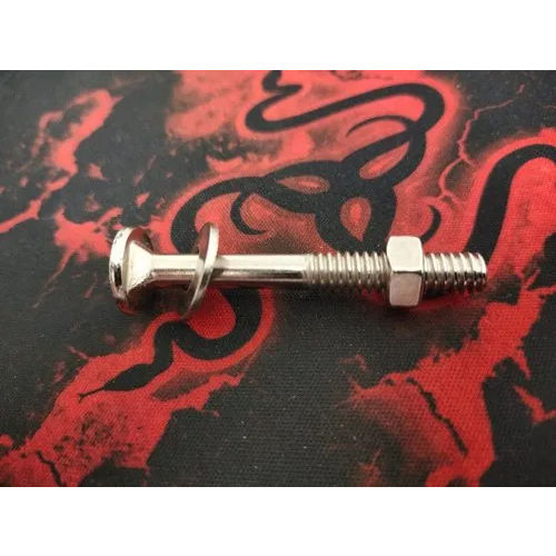 Iron Carriage Bolt - 2 Inch Length, 6mm Thickness | Heavy Nickel-Plated, Round Head, Complete with Nuts and Washers