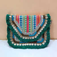 Ladies Banjara Bag - Jute & Canvas, 9x12 Inch, Off White & Multicolor | Zipper Top, Customized Design, Modern Style, Lightweight At 262 Grams